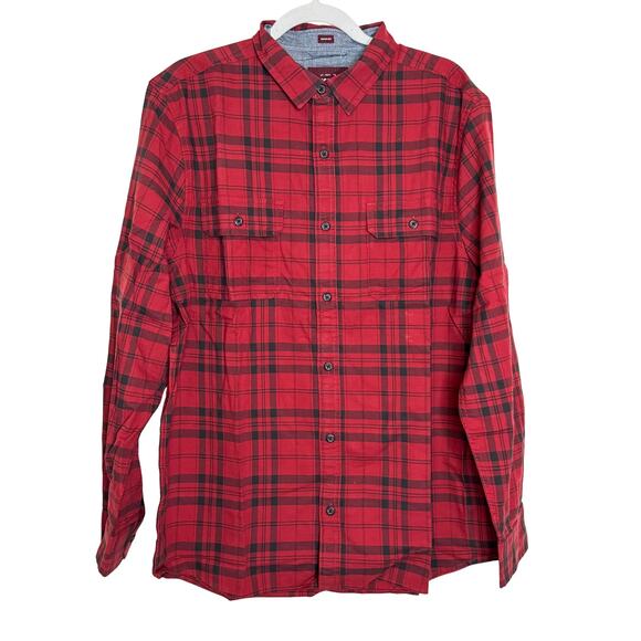 Alesbury Men's Red Plaid Shirt Size Large NWT Long Sleeve Button Up Cotton - Picture 2 of 10